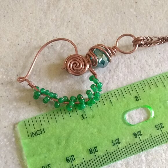 Exquisite & Handmade! Wire Wrapped Copper Heart Necklace ~ Lovers Gift For Her! - Picture 8 of 9